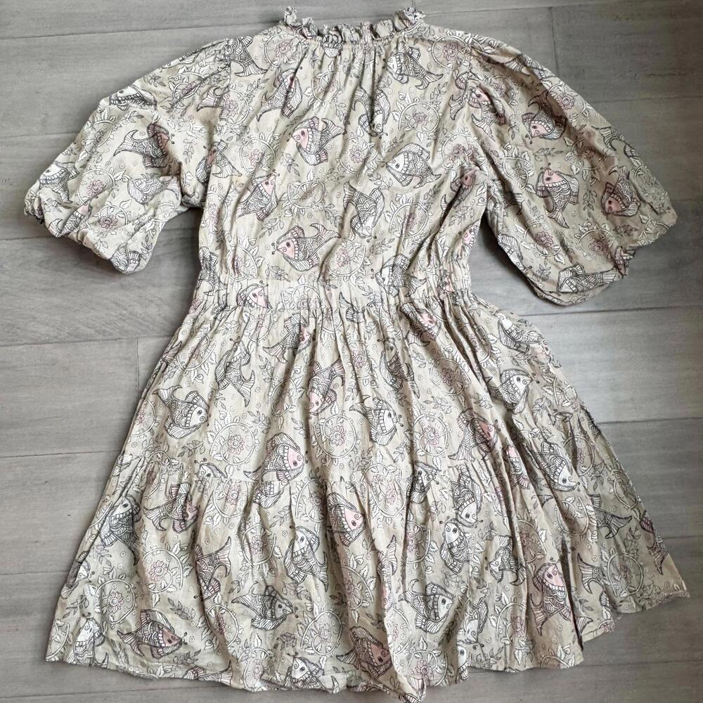 Anthropologie x Let Me Be Celeste Casual Printed Puff Sleeve Dress Size 10 - Picture 7 of 9